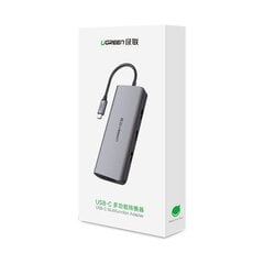 UGREEN 10in1 adapter USB-C to HDMI 4K, 3x USB 3.0, Type-C, RJ45, SD, Micro SD, AUX (hall) цена и информация | Кабели для телефонов | kaup24.ee