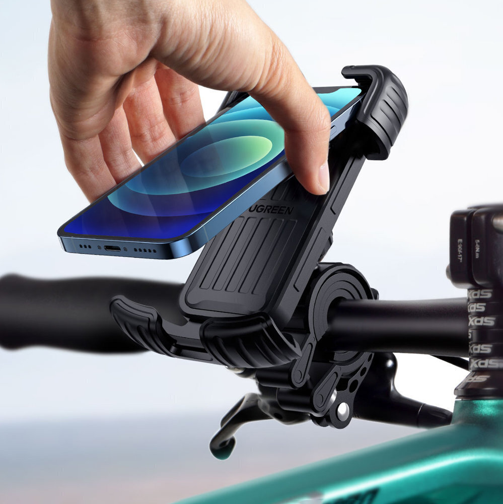 UGREEN juhtrauakinnitus jalgratta või mootorratta jaoks (universaalne), must hind ja info | Mobiiltelefonide hoidjad | kaup24.ee