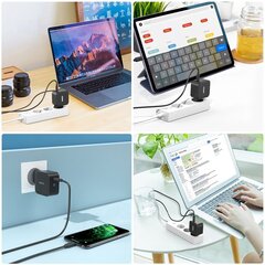 Сетевое зарядное устройство для путешествий Choetech GaN USB Type C 60Вт Power Delivery + USB Type C - кабель USB Type C 1.8 м, черный (Q6006) цена и информация | Зарядные устройства для телефонов | kaup24.ee