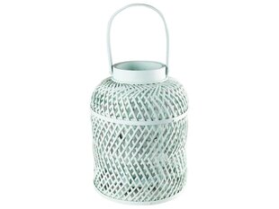 Küünla latern, puidust 23,5x30 cm, valge цена и информация | Уличное освещение | kaup24.ee