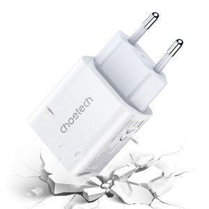 Choetech USB-reisi seinalaadija Type C 20W toiteallikas + USB-kaabel Type C - Lightning 1,2m valge (PD5005) hind ja info | Mobiiltelefonide laadijad | kaup24.ee