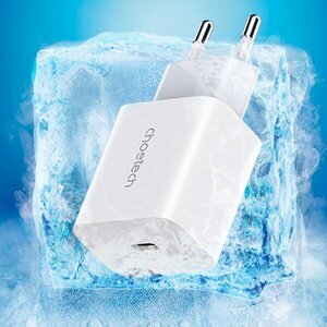 Choetech USB-reisi seinalaadija Type C 20W toiteallikas + USB-kaabel Type C - Lightning 1,2m valge (PD5005) hind ja info | Mobiiltelefonide laadijad | kaup24.ee