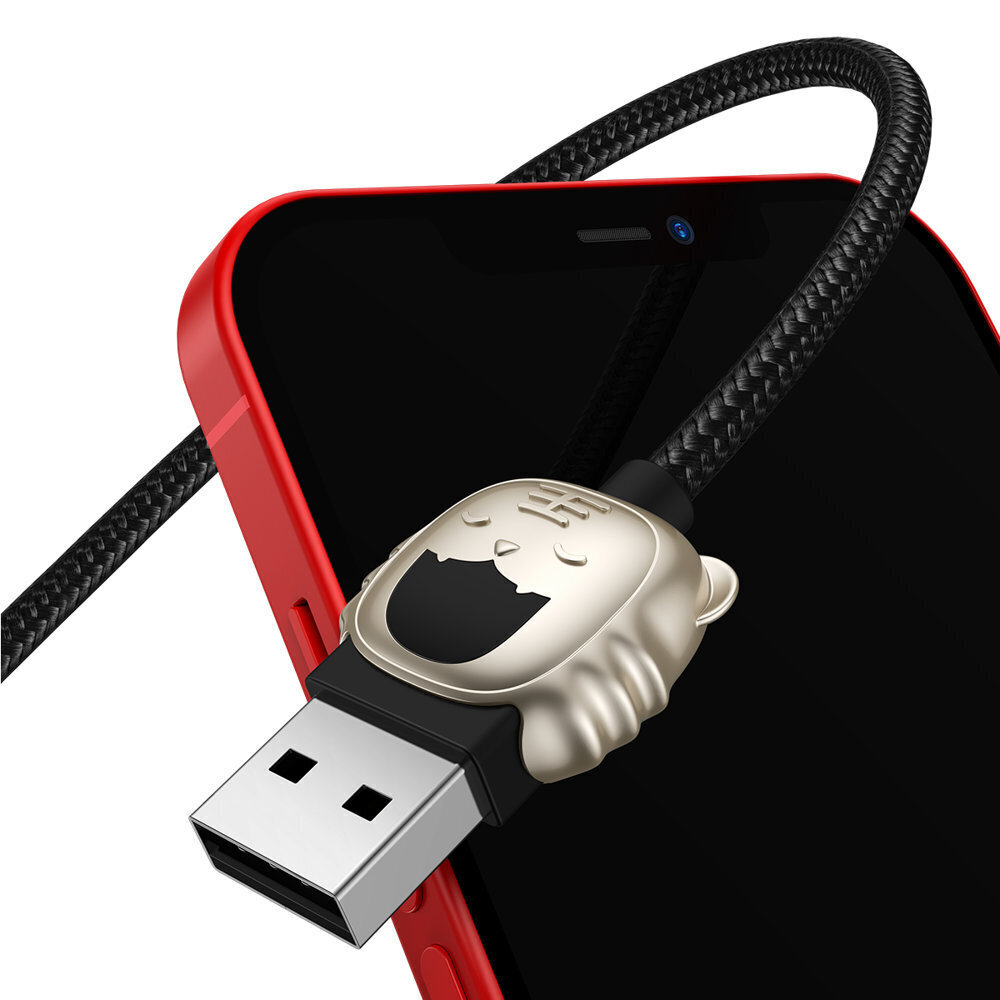 USB-kaabel 3in1 Tigeri baasaasta, USB-mikro-USB / USB-C / Lightning, 3,5A, 1,2m (must) цена и информация | Mobiiltelefonide kaablid | kaup24.ee