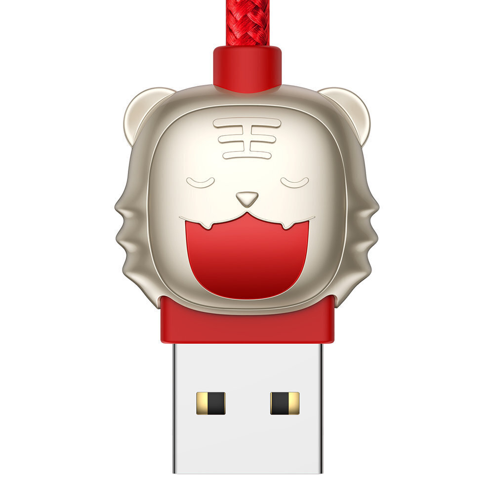 USB-kaabel 3in1 Tigeri baasaasta, USB-mikro-USB / USB-C / Lightning, 3,5A, 1,2m (punane) hind ja info | Mobiiltelefonide kaablid | kaup24.ee