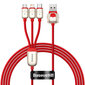 USB-kaabel 3in1 Tigeri baasaasta, USB-mikro-USB / USB-C / Lightning, 3,5A, 1,2m (punane) цена и информация | Mobiiltelefonide kaablid | kaup24.ee