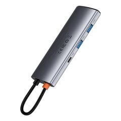 Baseus Metal Gleam seeria multifunktsionaalne USB HUB 7in1 Type C HDMI TF PD kaardilugeja hall hind ja info | USB jagajad, adapterid | kaup24.ee