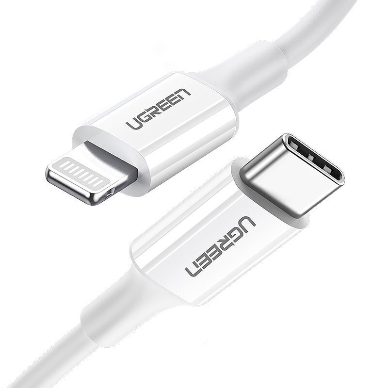 Ugreen MFi kaabel USB-tüüpi C kaabel – Lightning 3A 0,5 m valge (US171) цена и информация | Mobiiltelefonide kaablid | kaup24.ee