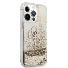 GUHCP13XLG4GGO Guess TPU Big 4G Liquid Glitter Gold Case iPhone 13 Pro Max jaoks läbipaistev hind ja info | Telefoni kaaned, ümbrised | kaup24.ee