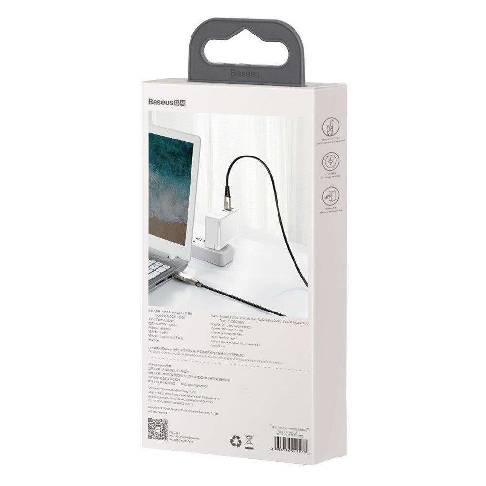 Baseus 2in1 USB - USB Type C andmelaadimiskaabel / Lenovo (kandiline pistik) DC Adapteri sülearvuti pistik 2 m 100 W 5 A must (CA1T2-E01) цена и информация | Mobiiltelefonide kaablid | kaup24.ee