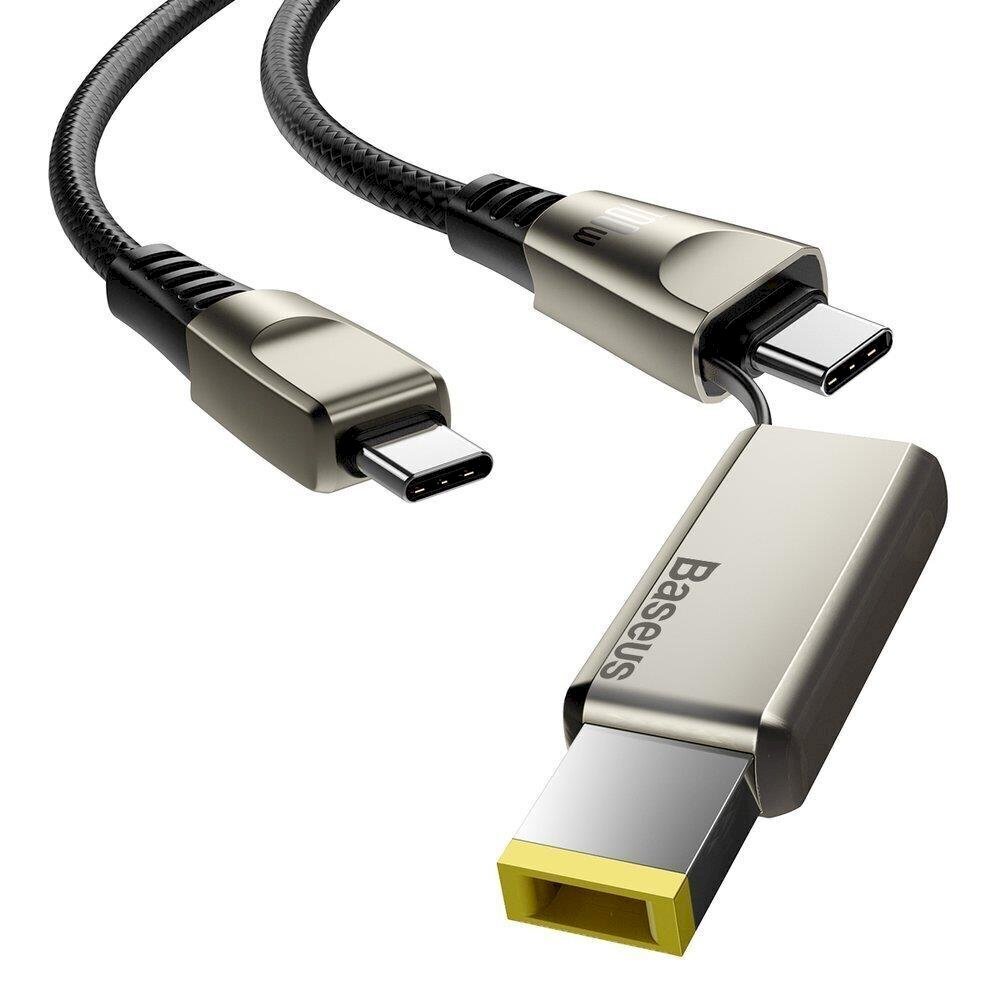 Baseus 2in1 USB - USB Type C andmelaadimiskaabel / Lenovo (kandiline pistik) DC Adapteri sülearvuti pistik 2 m 100 W 5 A must (CA1T2-E01) цена и информация | Mobiiltelefonide kaablid | kaup24.ee