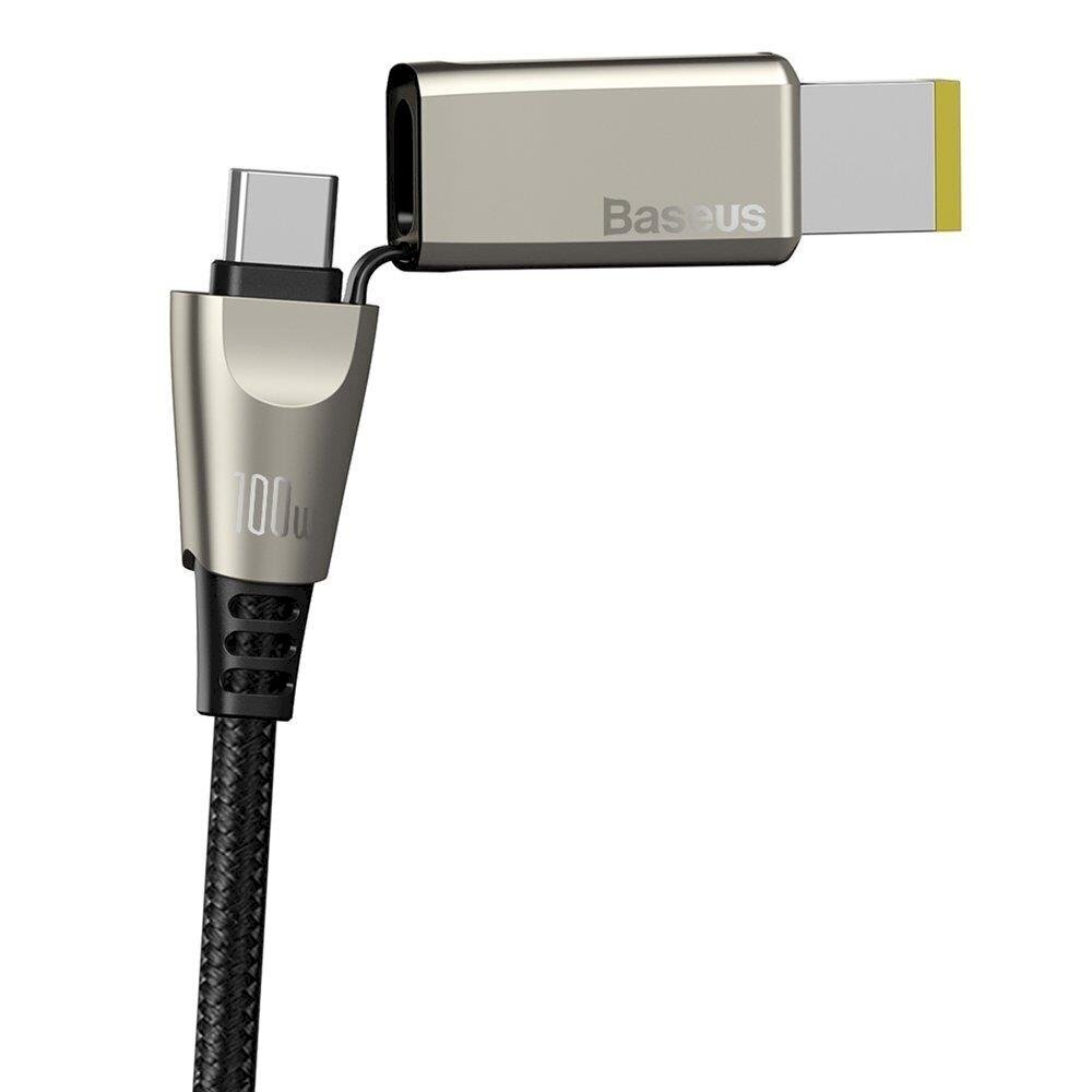 Baseus 2in1 USB - USB Type C andmelaadimiskaabel / Lenovo (kandiline pistik) DC Adapteri sülearvuti pistik 2 m 100 W 5 A must (CA1T2-E01) цена и информация | Mobiiltelefonide kaablid | kaup24.ee