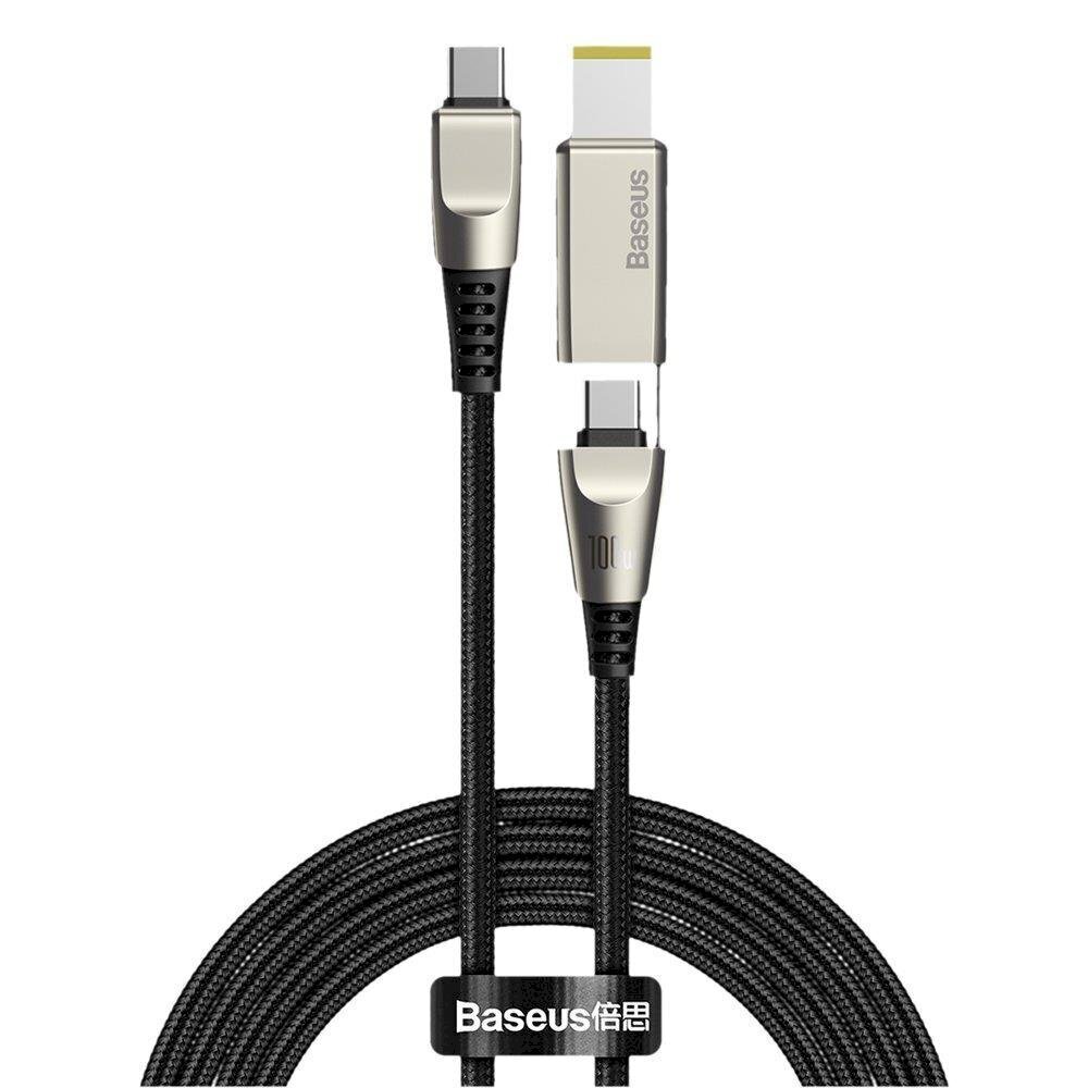 Baseus 2in1 USB - USB Type C andmelaadimiskaabel / Lenovo (kandiline pistik) DC Adapteri sülearvuti pistik 2 m 100 W 5 A must (CA1T2-E01) цена и информация | Mobiiltelefonide kaablid | kaup24.ee