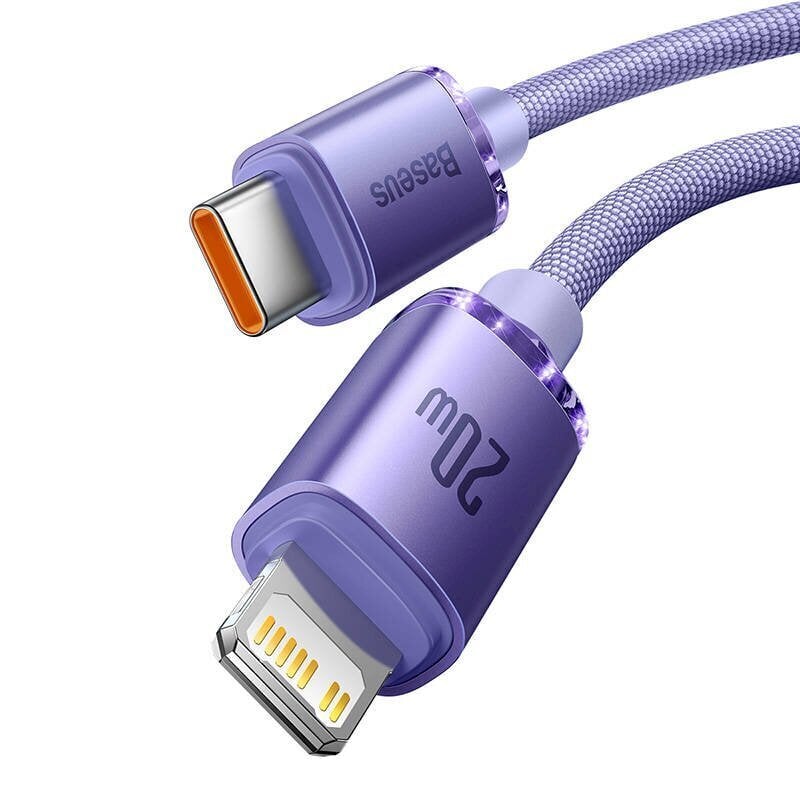 Baseus Crystal kaabel USB-C to Lightningiga, 20 W, PD, 1,2 m (lilla) hind ja info | Mobiiltelefonide kaablid | kaup24.ee