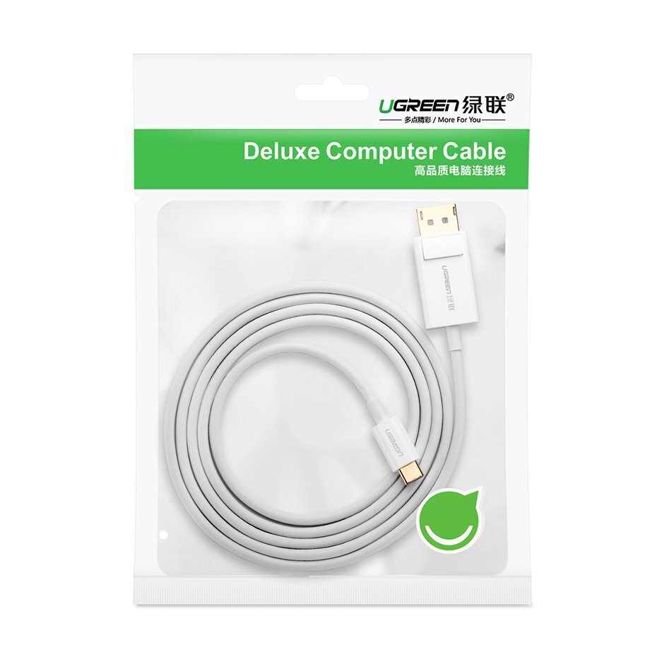 Ugreen ühesuunaline C-tüüpi USB-ekraaniporti 4K 1,5 m adapterkaabel valge (MM139) hind ja info | Mobiiltelefonide kaablid | kaup24.ee