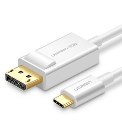 Ugreen unidirectional USB Type C to Display Port 4K 1.5m adapter cable white (MM139) цена и информация | Кабели для телефонов | kaup24.ee