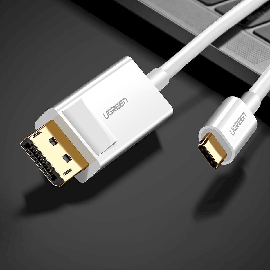 Ugreen ühesuunaline C-tüüpi USB-ekraaniporti 4K 1,5 m adapterkaabel valge (MM139) цена и информация | Mobiiltelefonide kaablid | kaup24.ee