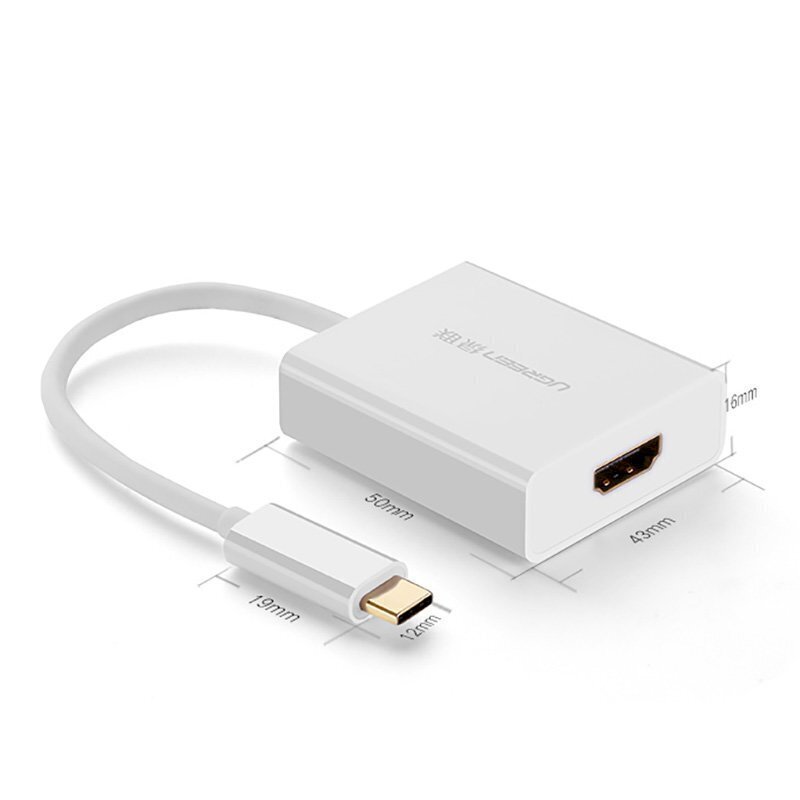 Ugreen USB Type C (mees) – HDMI (emane) adapter valge (40273) цена и информация | Mobiiltelefonide kaablid | kaup24.ee