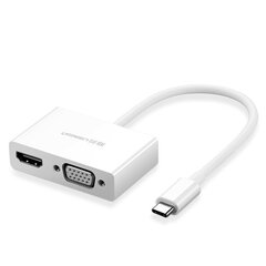 Ugreen adapteri videomuundur USB-tüüp C – HDMI / VGA valge (MM123) hind ja info | USB jagajad, adapterid | kaup24.ee