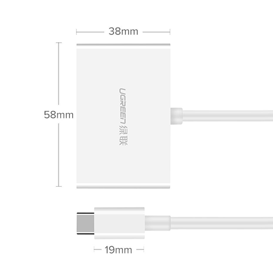 Ugreen adapteri videomuundur USB-tüüp C – HDMI / VGA valge (MM123) цена и информация | USB jagajad, adapterid | kaup24.ee