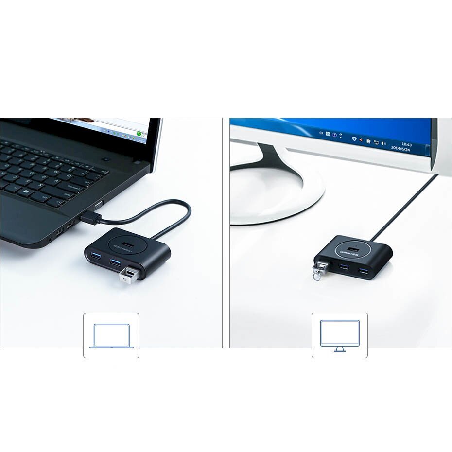 Ugreen multifunktsionaalne USB-jaotur Type c – 4 x USB 3.0 1m valge (CR113) hind ja info | Mobiiltelefonide kaablid | kaup24.ee