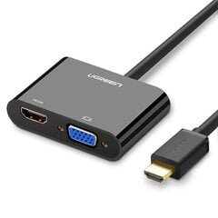 Ugreen mini HDMI (male) - VGA (female) / HDMI (female) + mini jack 3,5mm (female) adapter black (CM101) цена и информация | Borofone 43757-uniw | kaup24.ee