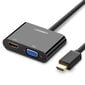 Ugreen mini HDMI (isane) – VGA (emane) / HDMI (emane) + minipistik 3,5 mm (emane) adapter must (CM101) hind ja info | Mobiiltelefonide kaablid | kaup24.ee