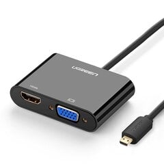 Ugreen video adapter micro HDMI - HDMI + VGA 30cm black (MM115) цена и информация | Адаптер Aten Video Splitter 2 port 450MHz | kaup24.ee