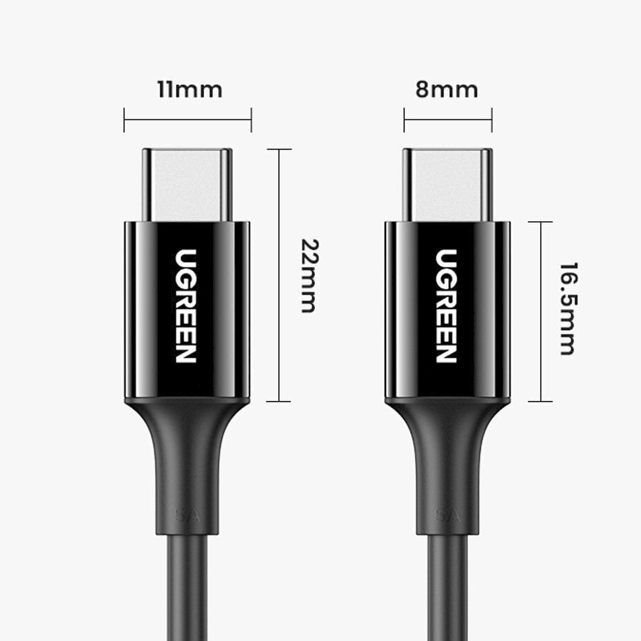 Ugreen kaabel USB Type C (isane) kuni Type C (isane) kaabel 1 m must (US300) hind ja info | Mobiiltelefonide kaablid | kaup24.ee