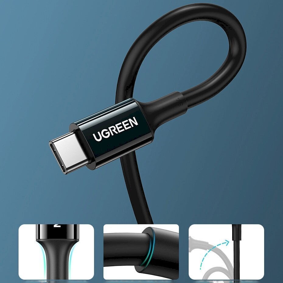 Ugreen kaabel USB Type C (isane) kuni Type C (isane) kaabel 1 m must (US300) цена и информация | Mobiiltelefonide kaablid | kaup24.ee