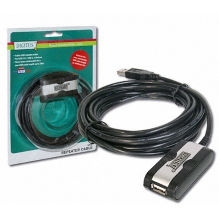 ASSMANN - Przedłużacz (repeater) USB A /M (wtyk) - USB A /Ż (gniazdo) 5m s/USB2.0 czarny hind ja info | USB jagajad, adapterid | kaup24.ee