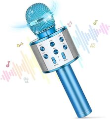 Sinine karaoke mikrofon - kõlar koos hääle muutmise efektidega WS-858 hind ja info | Arendavad mänguasjad | kaup24.ee