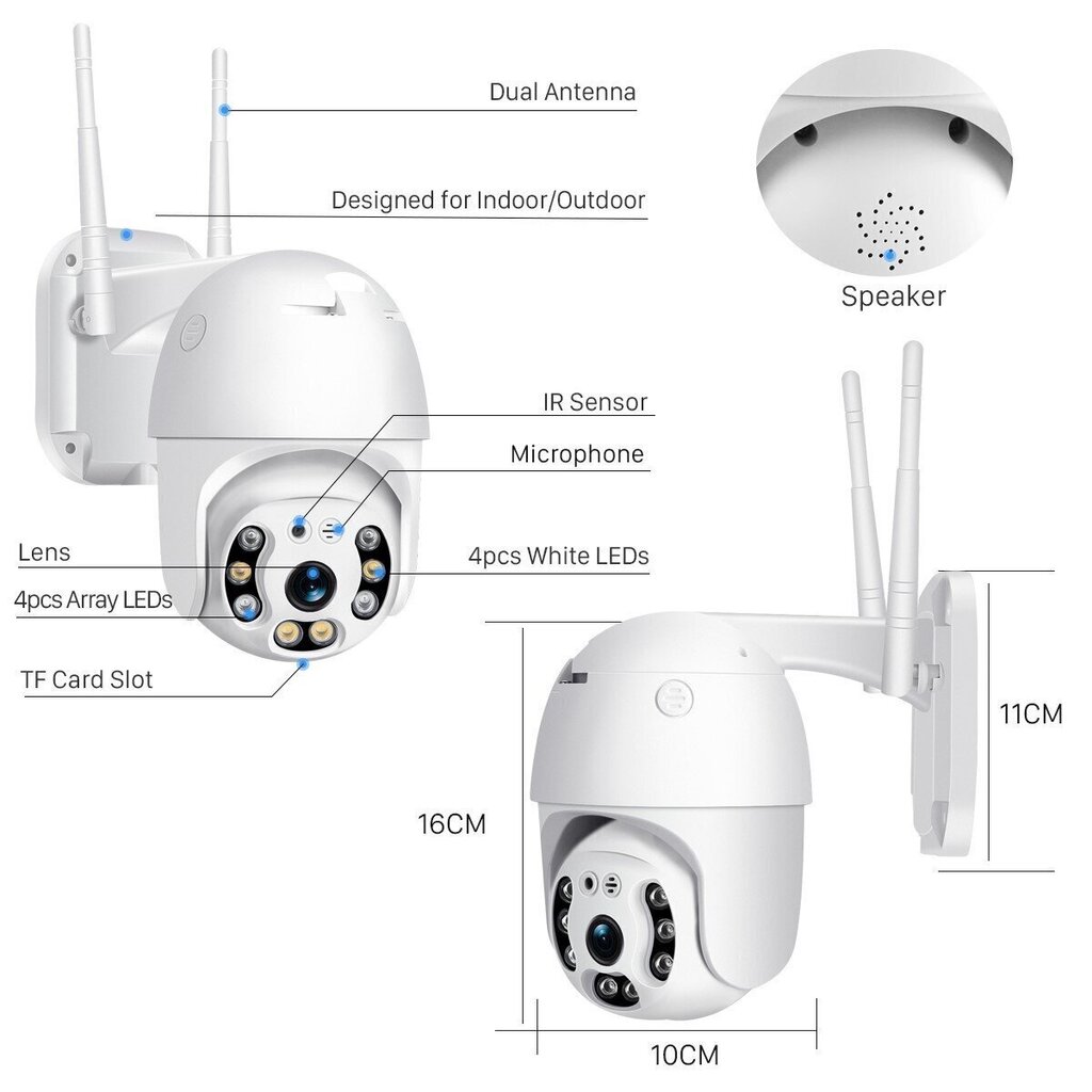 IP WIFI kaamera inimese avastamisega PYRAMID PYR-SH500DPB, 5MP, WiFi, microSD suuruse, integreeritud mikrofon hind ja info | Valvekaamerad | kaup24.ee