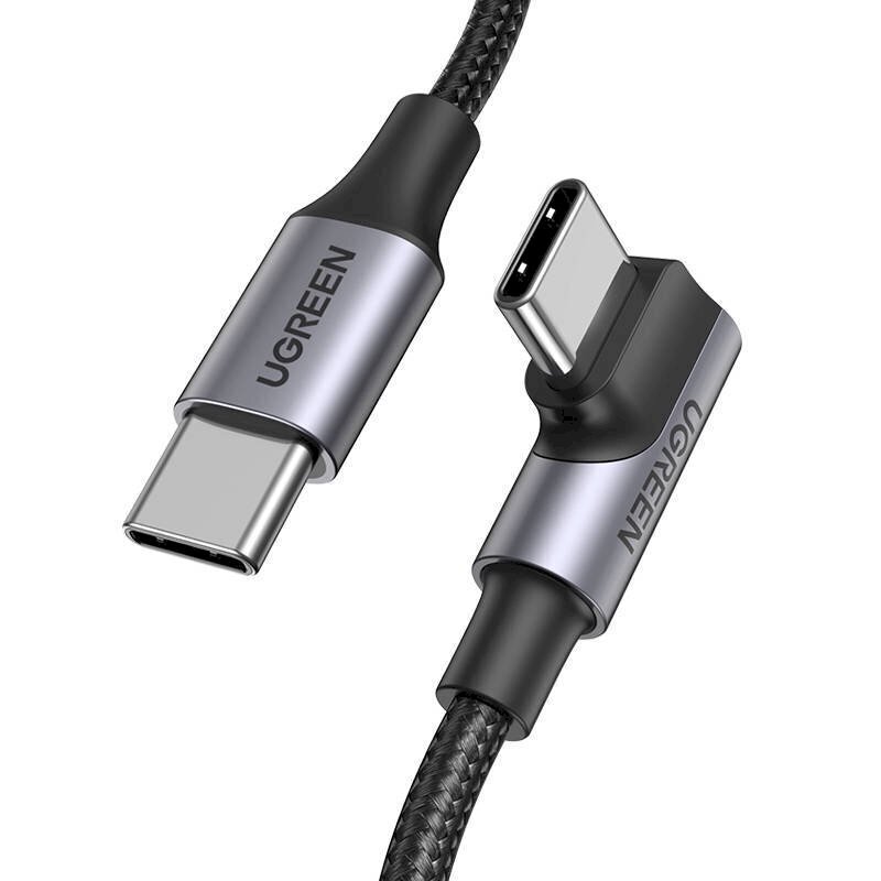 Angle cable USB-C to USB-C UGREEN US334 5A, PD 100W, 1m (black) hind ja info | Mobiiltelefonide kaablid | kaup24.ee