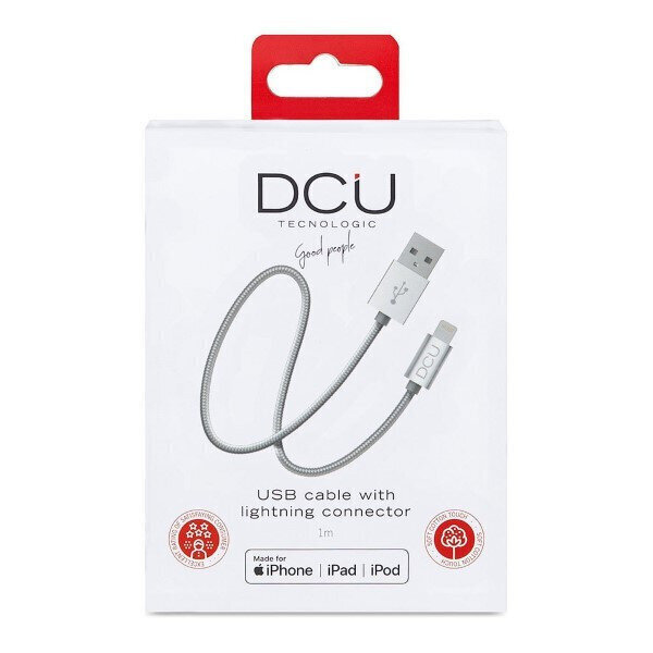 USB laadimisjuhe Lightning iPhone DCU Hõbedane 1 m hind ja info | Mobiiltelefonide kaablid | kaup24.ee