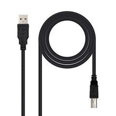 USB A - USB B Kaabel NANOCABLE 10.01.0104-BK 3 m Must hind ja info | Mobiiltelefonide kaablid | kaup24.ee