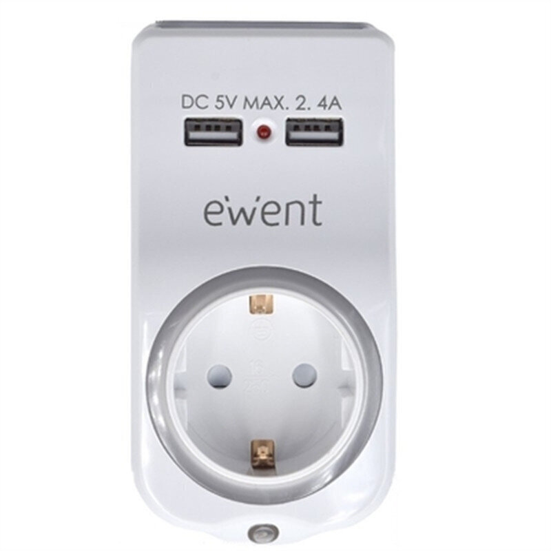 2 USB Portiga Seinapistik Ewent EW1225 16A 3680 W цена и информация | Lülitid ja pistikupesad | kaup24.ee