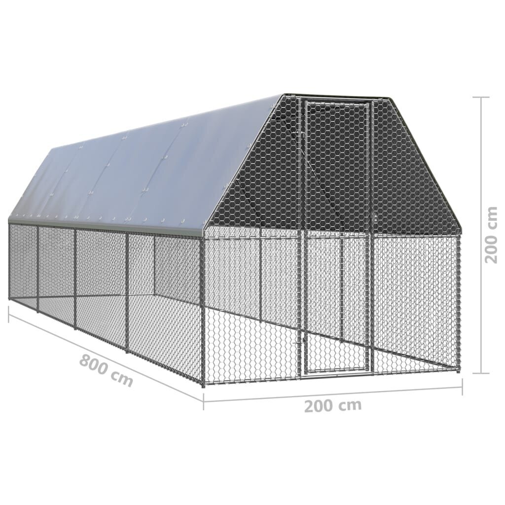 Lauko narvas viščiukams, 2x8x2 m, pilkas hind ja info | Pesakastid, söötjad ja puurid | kaup24.ee