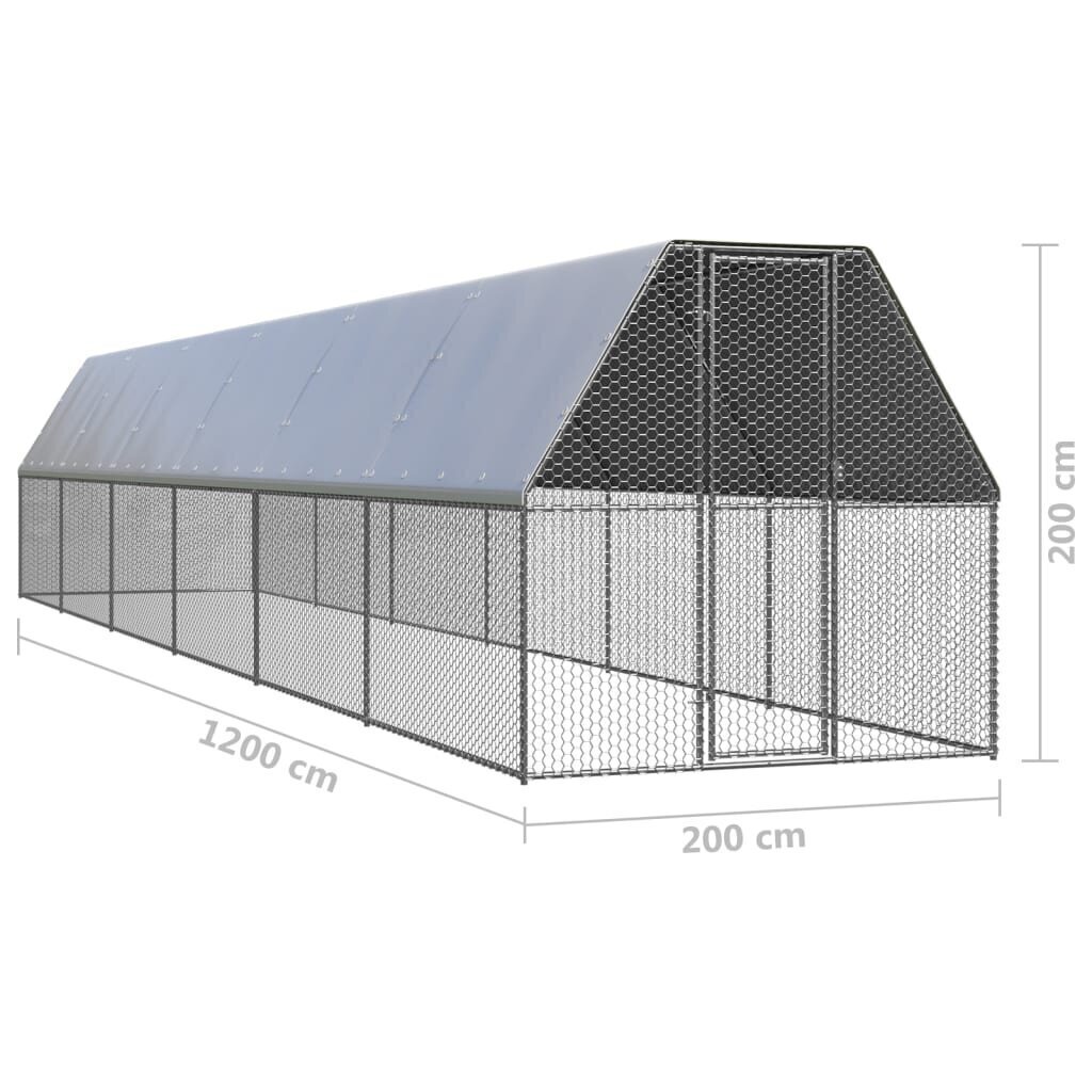 Lauko narvas viščiukams, 2x12x2 m, pilkas цена и информация | Pesakastid, söötjad ja puurid | kaup24.ee