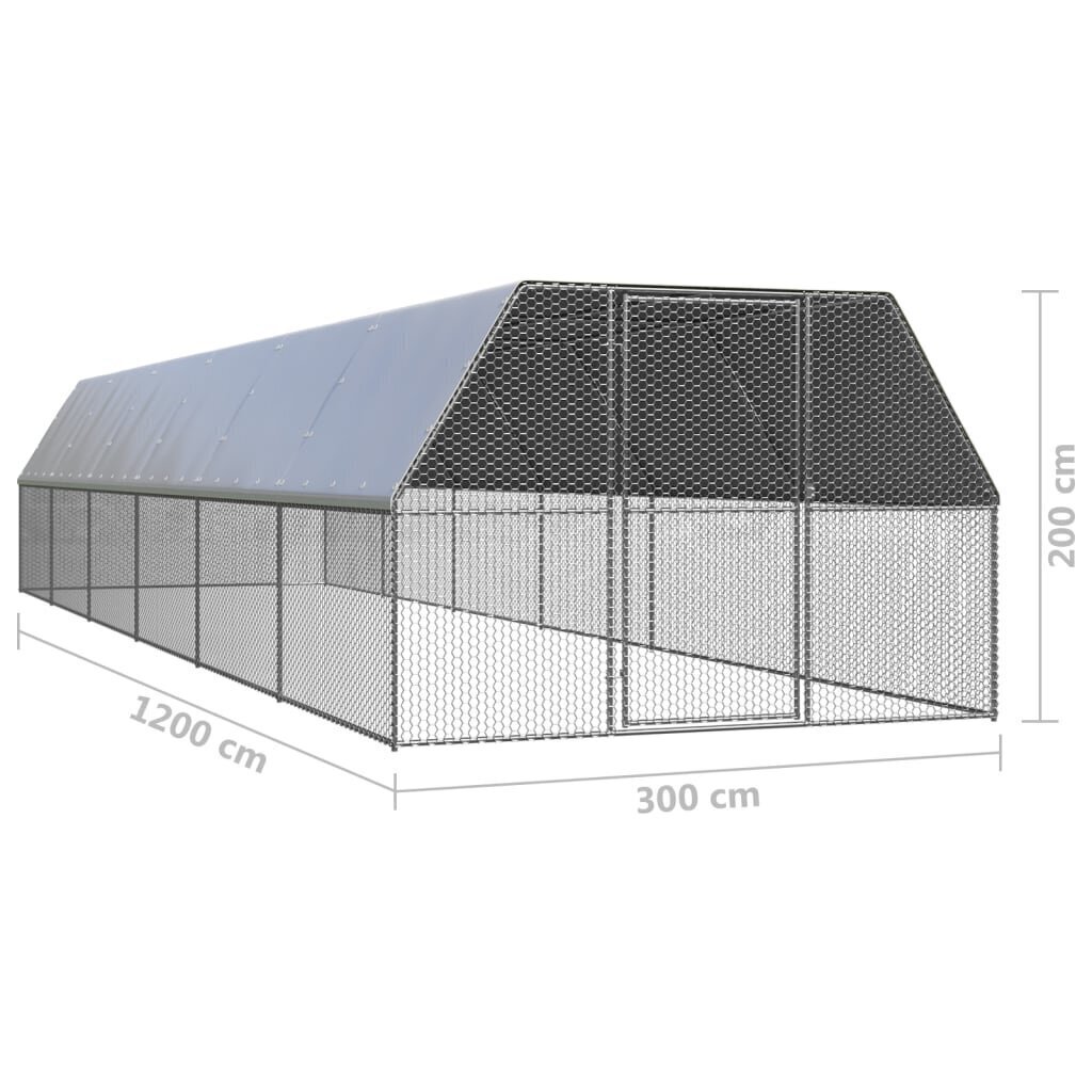 Lauko narvas viščiukams, 3x12x2 m, pilkas цена и информация | Pesakastid, söötjad ja puurid | kaup24.ee