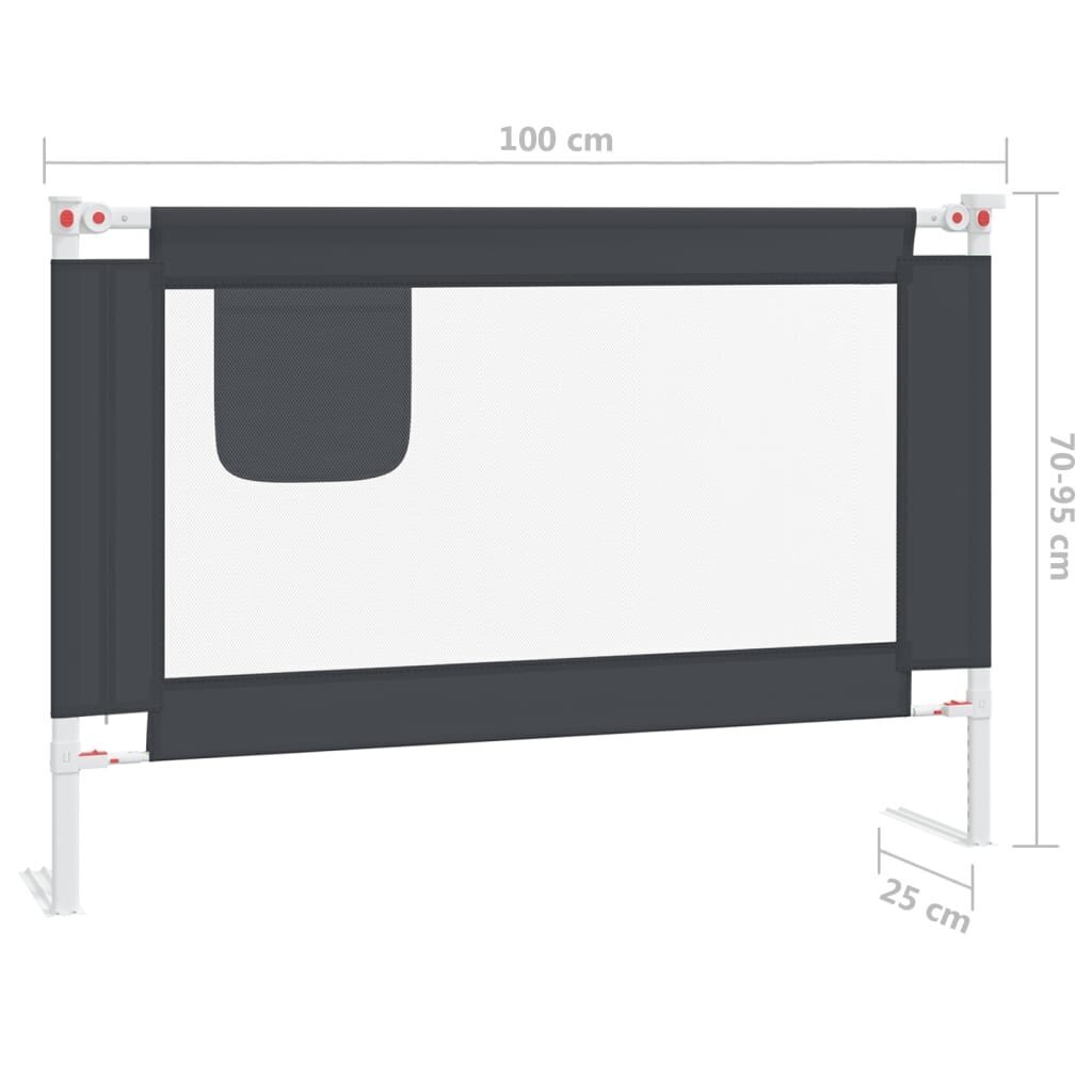 vidaXL Apsauginis turėklas vaiko lovai, pilkas, 100x25cm, audinys цена и информация | Laste ohutustarvikud | kaup24.ee