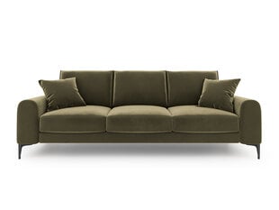 Трехместный диван Mazzini Sofas Madara, велюр, зеленый/черный цена и информация | Диваны | kaup24.ee