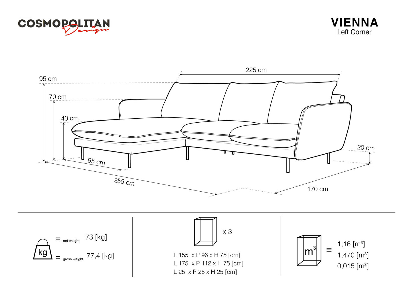 Pehme nurgadiivan Cosmopolitan Design Vienna, veluur, helesinine/must цена и информация | Nurgadiivanid ja nurgadiivanvoodid | kaup24.ee