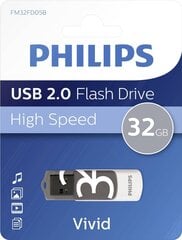 PHILIPS USB 2.0 FLASH DRIVE VIVID EDITION (HALL) 32GB цена и информация | USB накопители | kaup24.ee