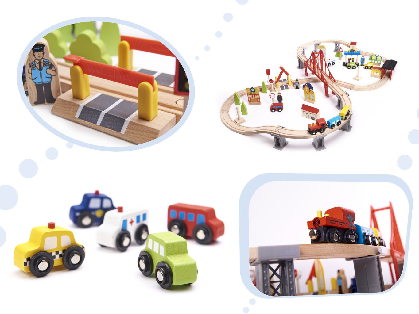 Puidust raudtee/autorada (70 eset) hind ja info | Poiste mänguasjad | kaup24.ee