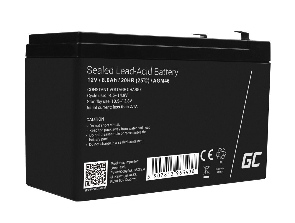 Green Cell AGM Battery 12V 8.5Ah цена и информация | Akud | kaup24.ee