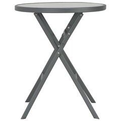 vidaXL kokkupandav bistroolaud, hall, 60 x 70 cm, klaas ja teras цена и информация | Садовые столы и столики | kaup24.ee