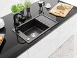 Graniidist köögivalamu Mexen Elias koos segisti ja sifooniga, Black granite hind ja info | Köögivalamud | kaup24.ee
