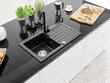 Graniidist köögivalamu Mexen Pablo koos valamu ja sifooniga, Metallic black/silver+Black hind ja info | Köögivalamud | kaup24.ee