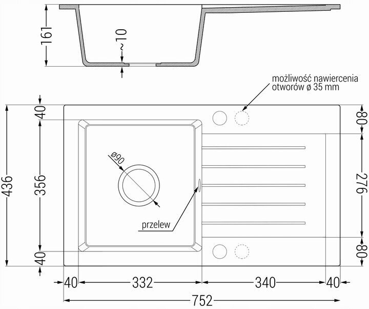 Graniidist köögivalamu Mexen Pablo koos valamu ja sifooniga, Metallic black/silver+Black цена и информация | Köögivalamud | kaup24.ee