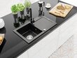 Graniidist köögivalamu Mexen Aron koos segisti ja sifooniga, Metallic black/silver+Black hind ja info | Köögivalamud | kaup24.ee